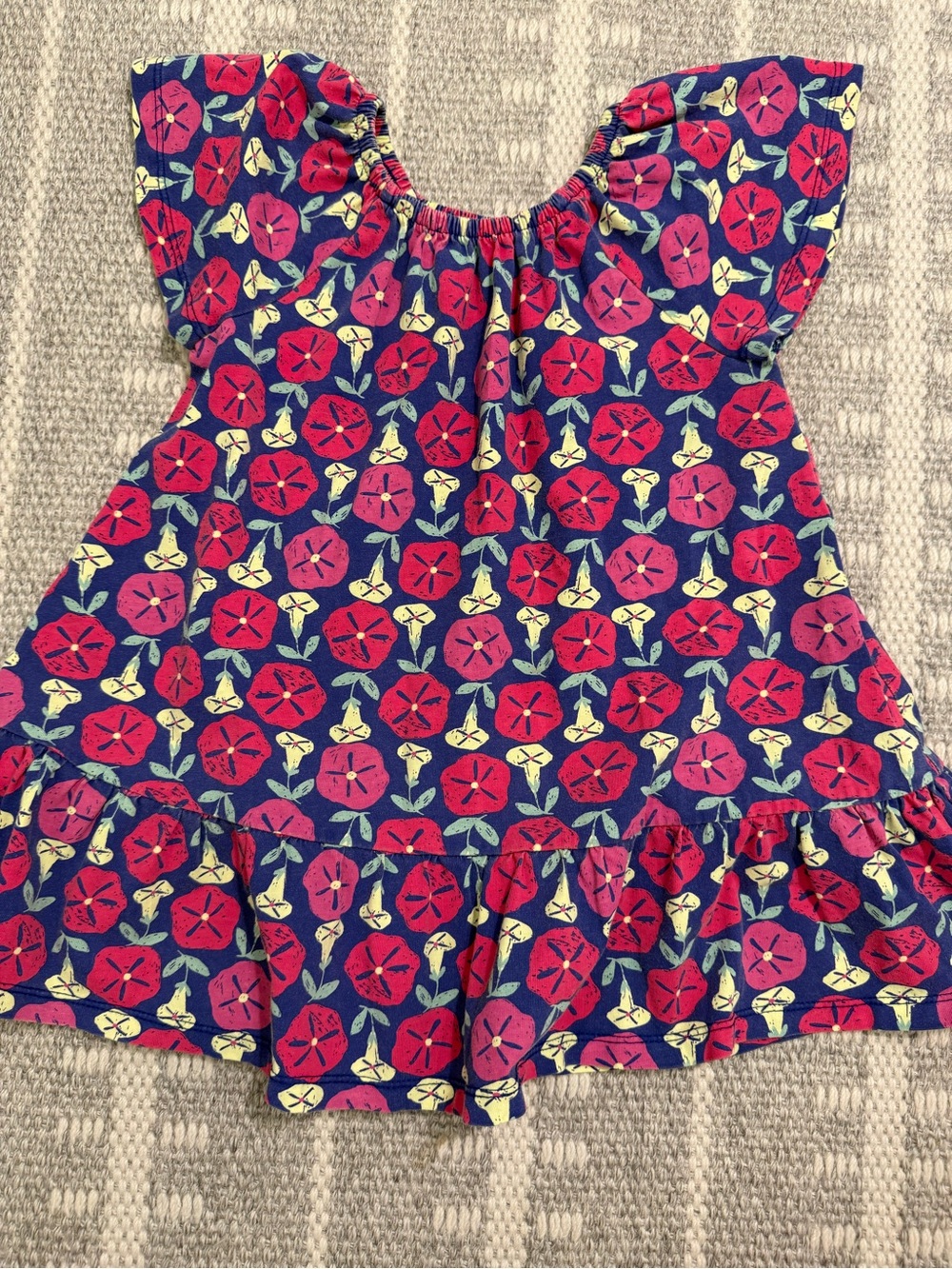 Tea Collection Size 3 Twirl Floral Dress with Flutter Sleeves Blue and Pink